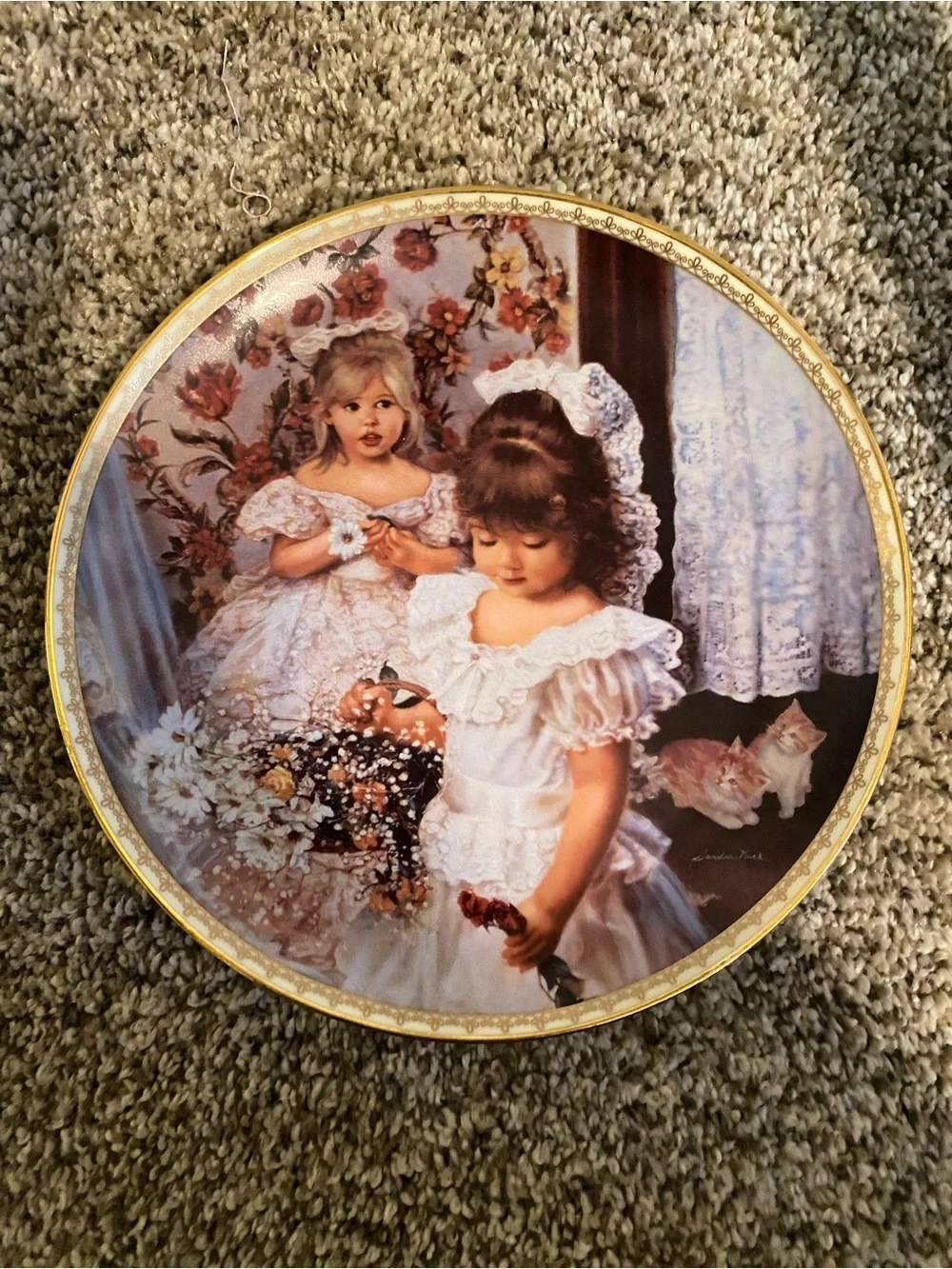 Decorative Victorian Girl Portrait  “A Special Day” Collector Plate in Gold Trim